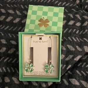 True to Form Green Earrings with Cubic Zirconia